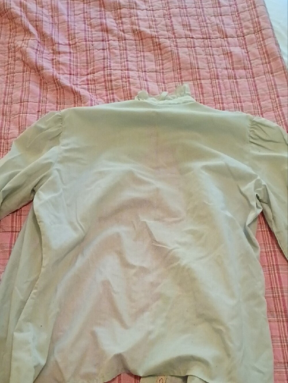 Cream Ruffle-Trim Button Front Blouse - Picture 4 of 6